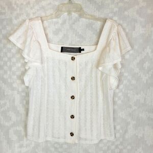 Code x Mode ivory top button front square neckline flare sleeves fairy girly M